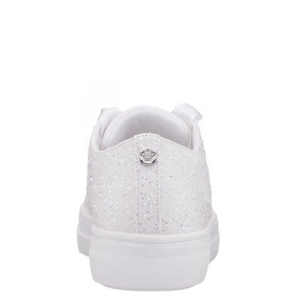 Nina Shoes Girls Monika White Glitter Lace Tie Sneakers