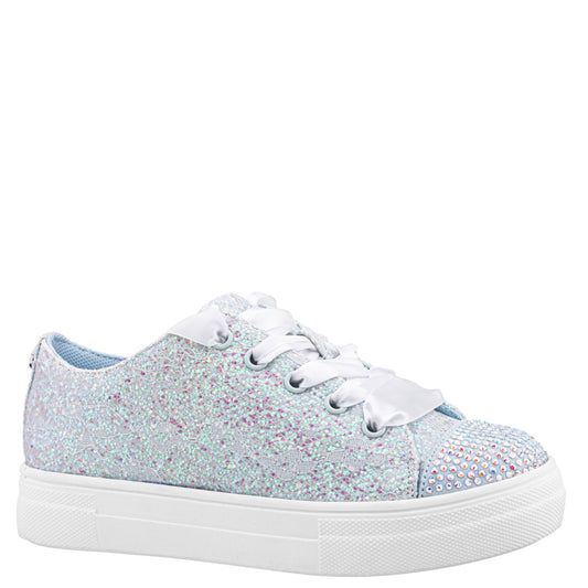 Nina Shoes Girls Monika Blue Glitter Lace Tie Sneakers