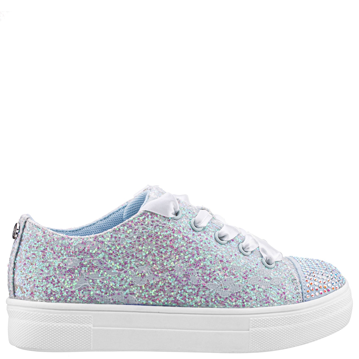 Nina Shoes Girls Monika Blue Glitter Lace Tie Sneakers