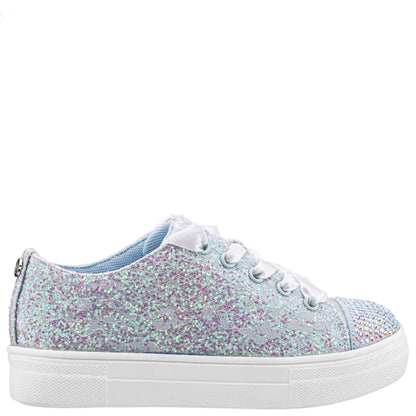 Nina Shoes Girls Monika Blue Glitter Lace Tie Sneakers