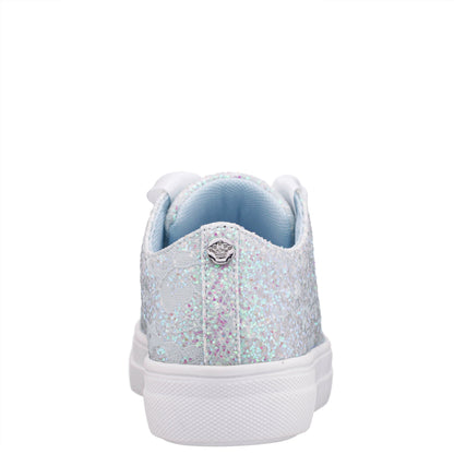 Nina Shoes Girls Monika Blue Glitter Lace Tie Sneakers