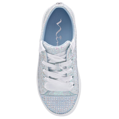 Nina Shoes Girls Monika Blue Glitter Lace Tie Sneakers