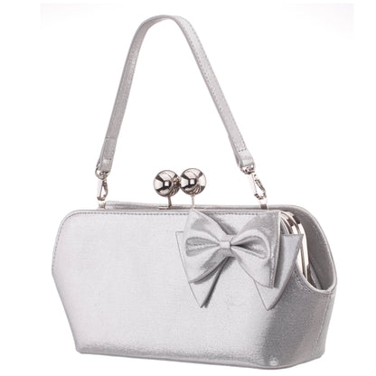 Nina Shoes Kenji-M True Silver Reflective Suedette Frame Clutch