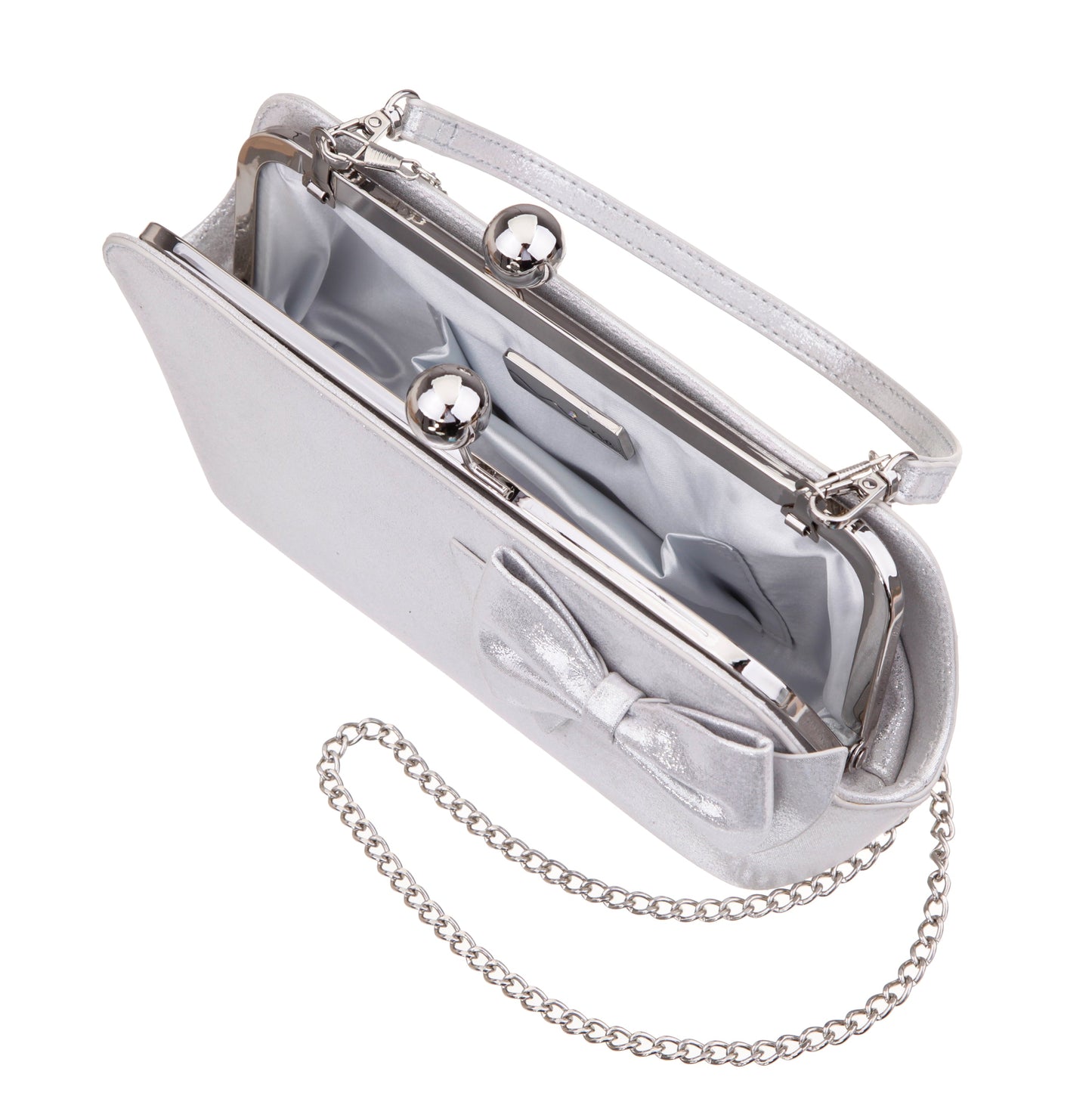 Nina Shoes Kenji-M True Silver Reflective Suedette Frame Clutch