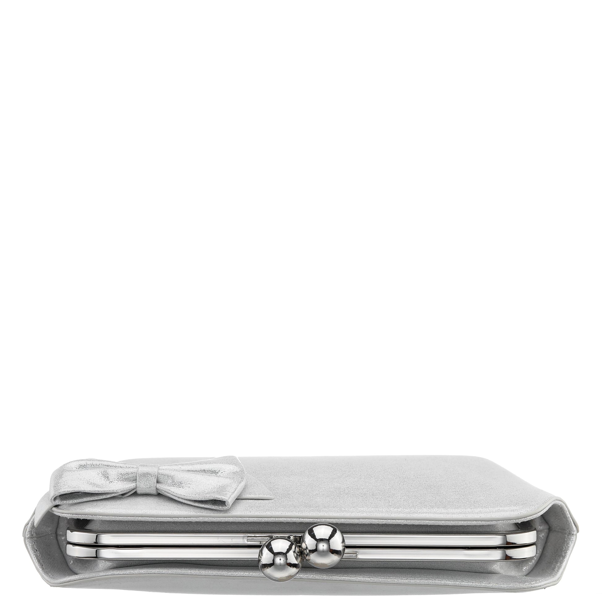 Nina Shoes Kenji-M True Silver Reflective Suedette Frame Clutch