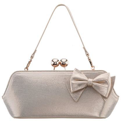 Nina Shoes Kenji-M Platino Reflective Suedette Frame Clutch