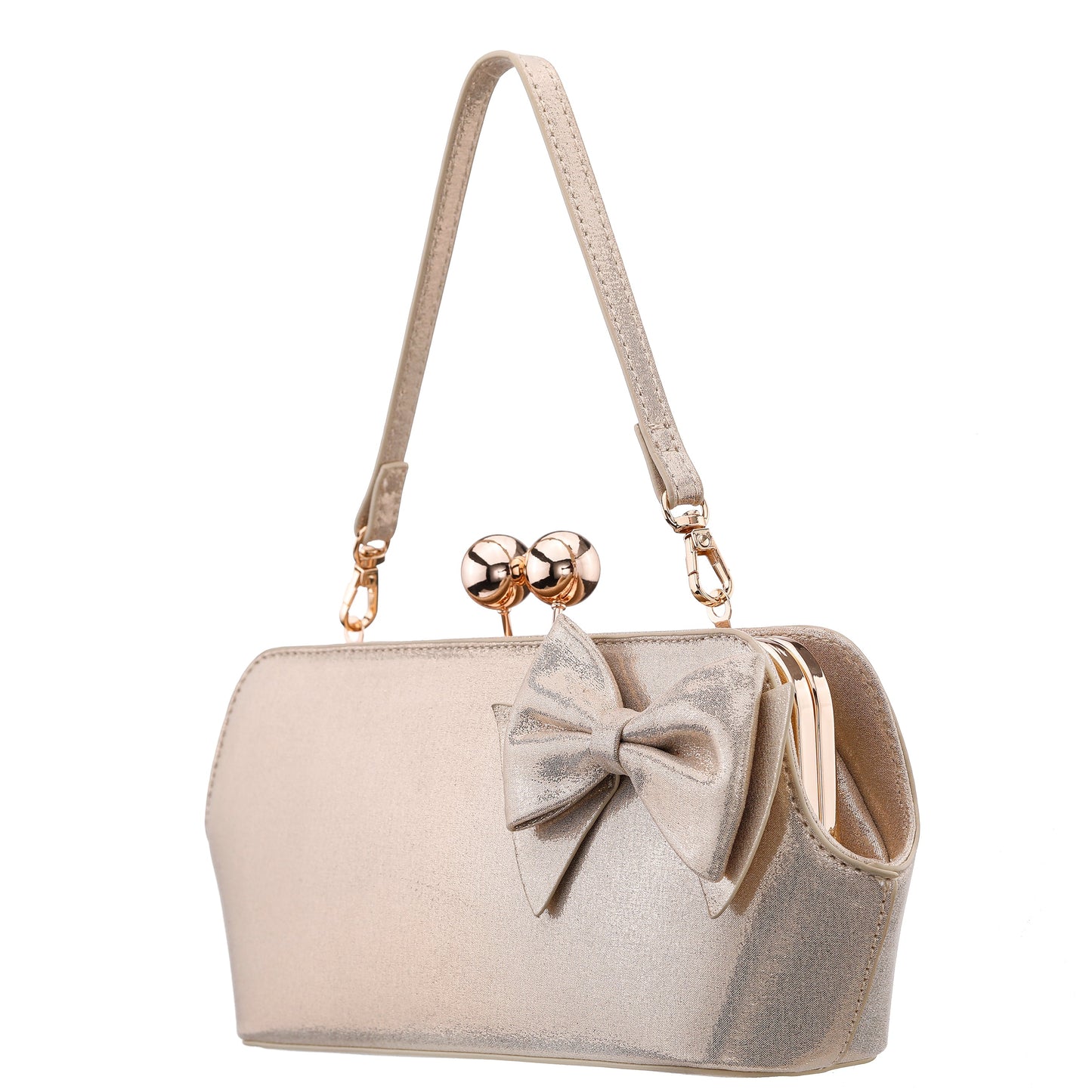 Nina Shoes Kenji-M Platino Reflective Suedette Frame Clutch