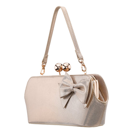 Nina Shoes Kenji-M Platino Reflective Suedette Frame Clutch