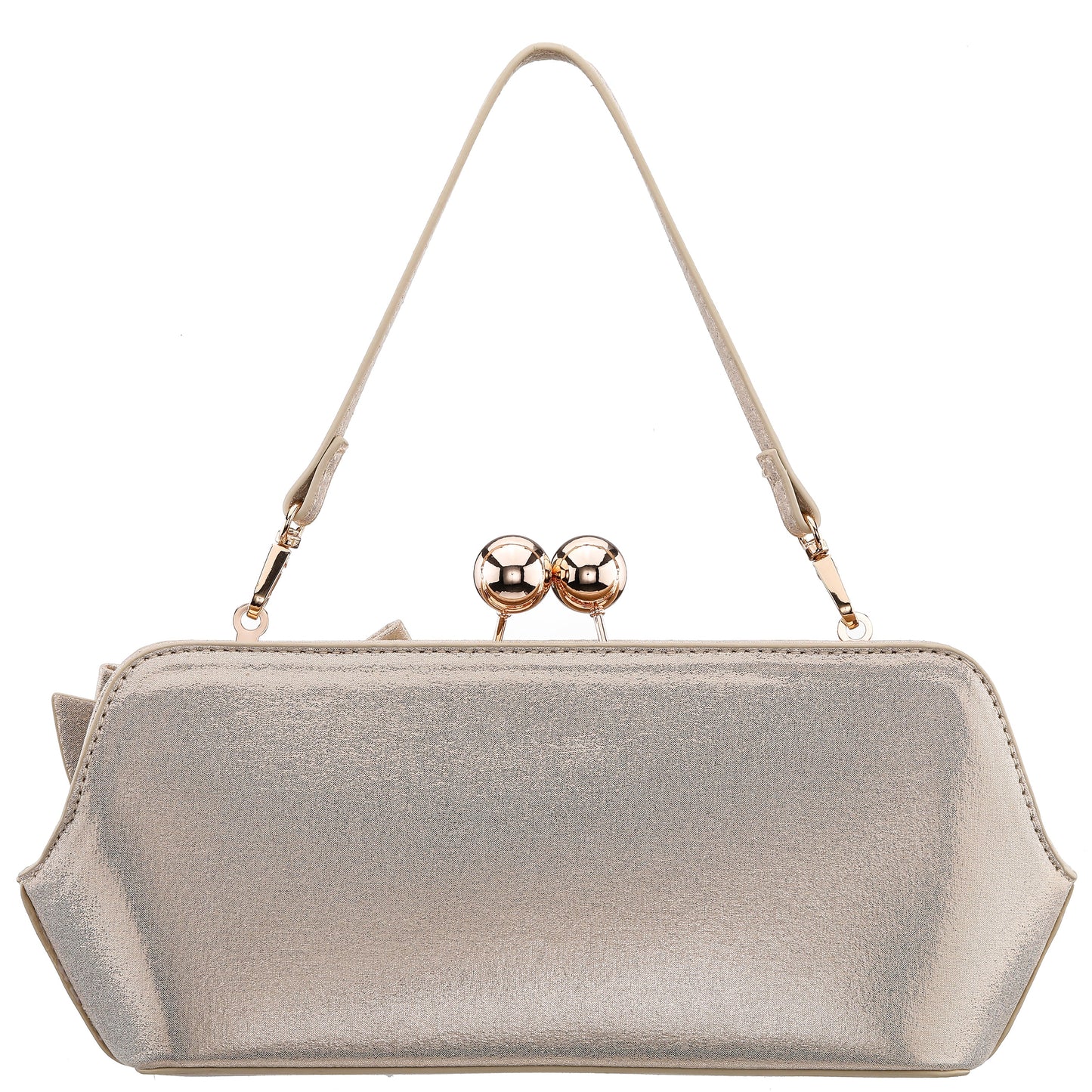 Nina Shoes Kenji-M Platino Reflective Suedette Frame Clutch