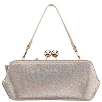 Nina Shoes Kenji-M Platino Reflective Suedette Frame Clutch