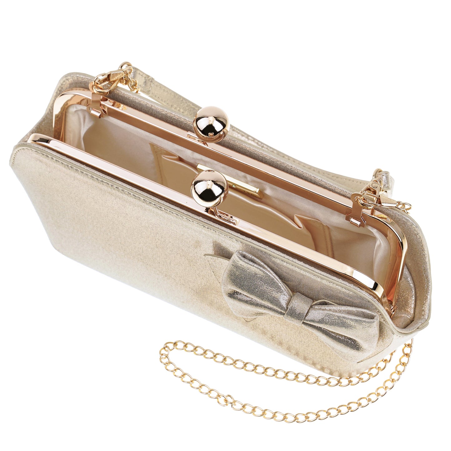 Nina Shoes Kenji-M Platino Reflective Suedette Frame Clutch