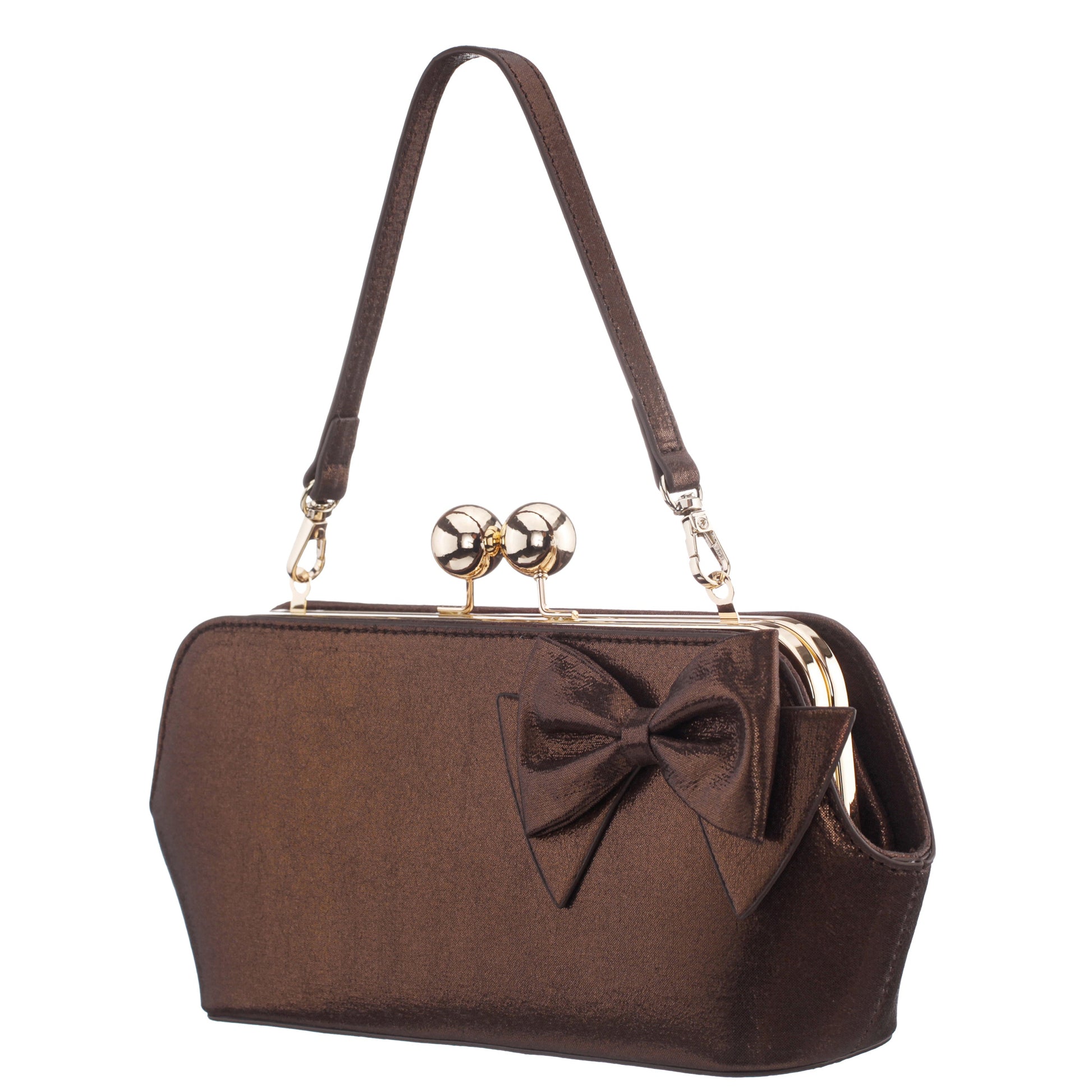 Nina Shoes Kenji-M Brown Reflective Suedette Frame Clutch
