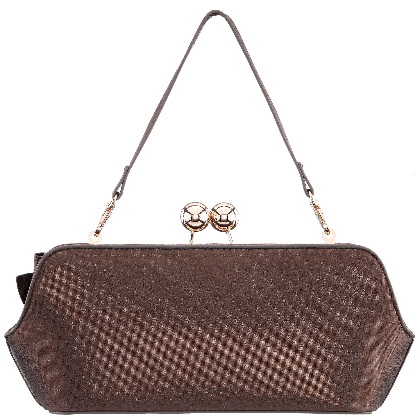 Nina Shoes Kenji-M Brown Reflective Suedette Frame Clutch