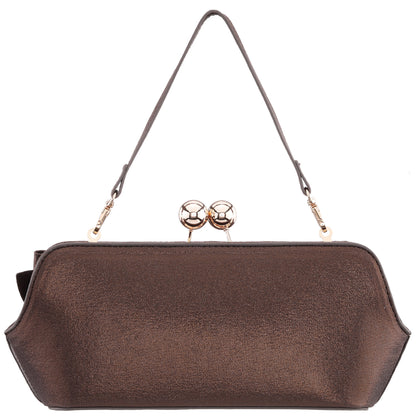 Nina Shoes Kenji-M Brown Reflective Suedette Frame Clutch