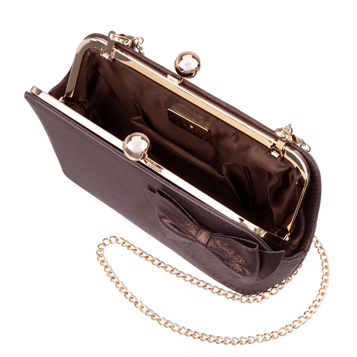 Nina Shoes Kenji-M Brown Reflective Suedette Frame Clutch