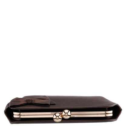 Nina Shoes Kenji-M Brown Reflective Suedette Frame Clutch
