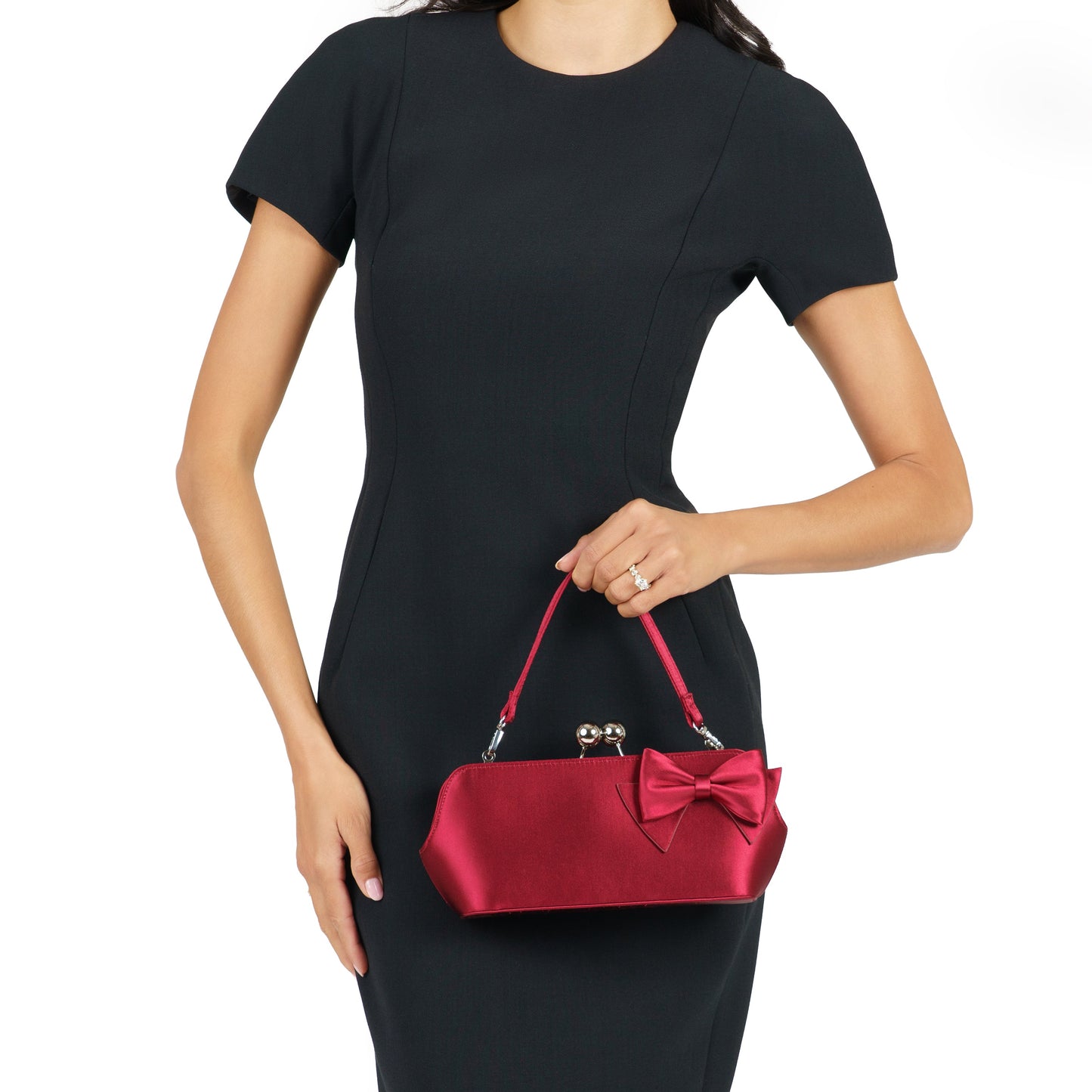 Nina Shoes Kenji-K Red Satin Frame Clutch