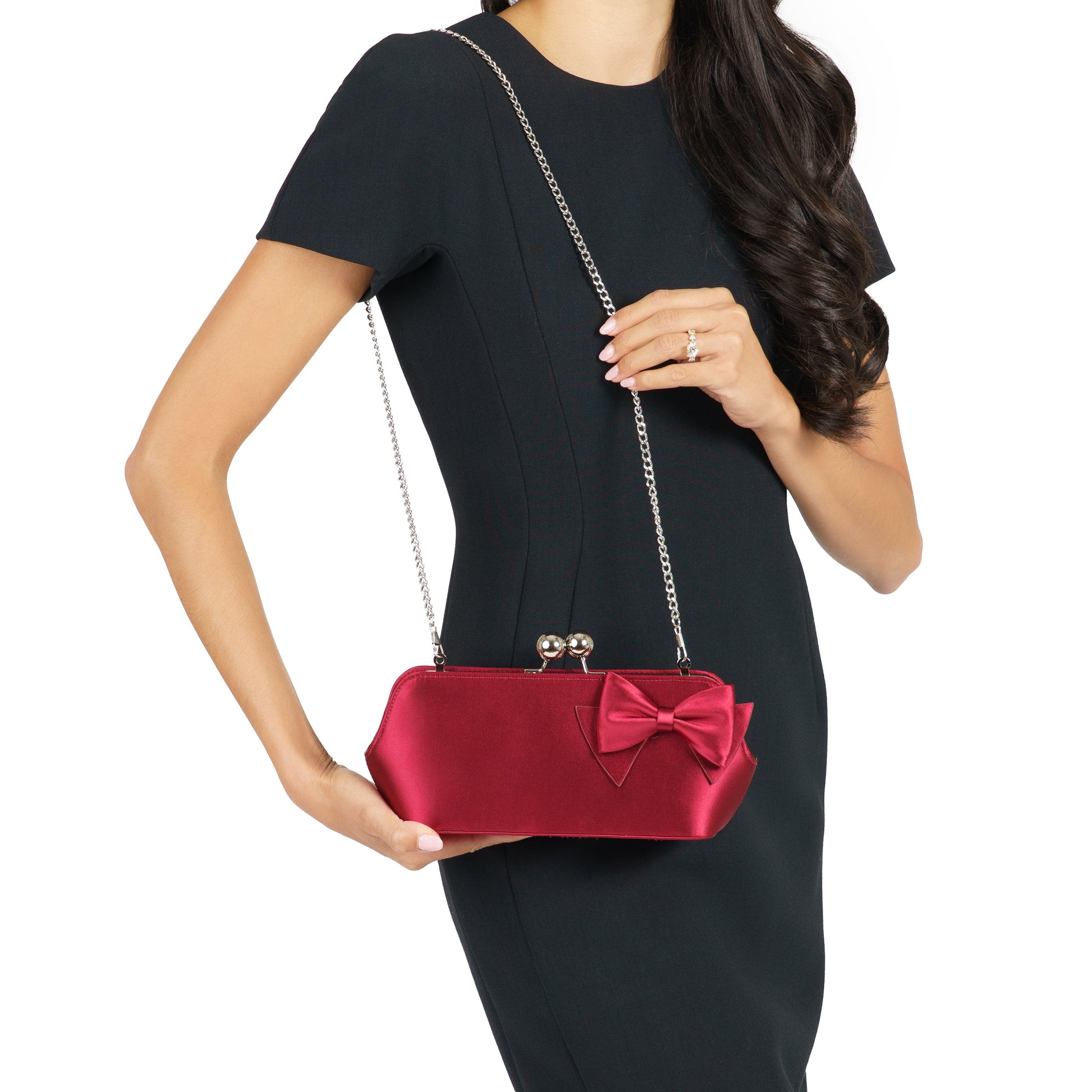 Nina Shoes Kenji-K Red Satin Frame Clutch
