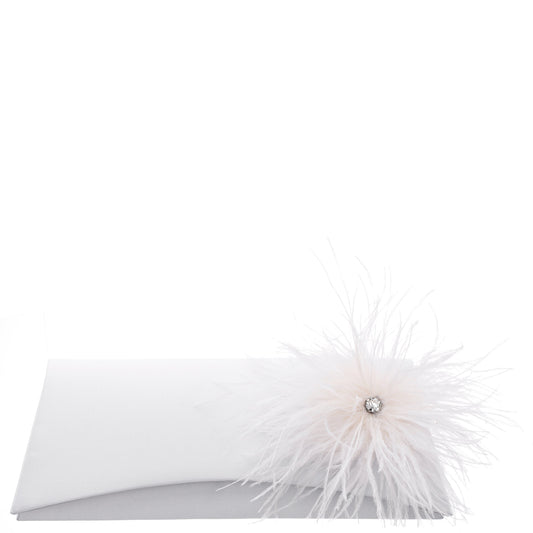 Nina Shoes Zosia White Satin Foldover Clutch