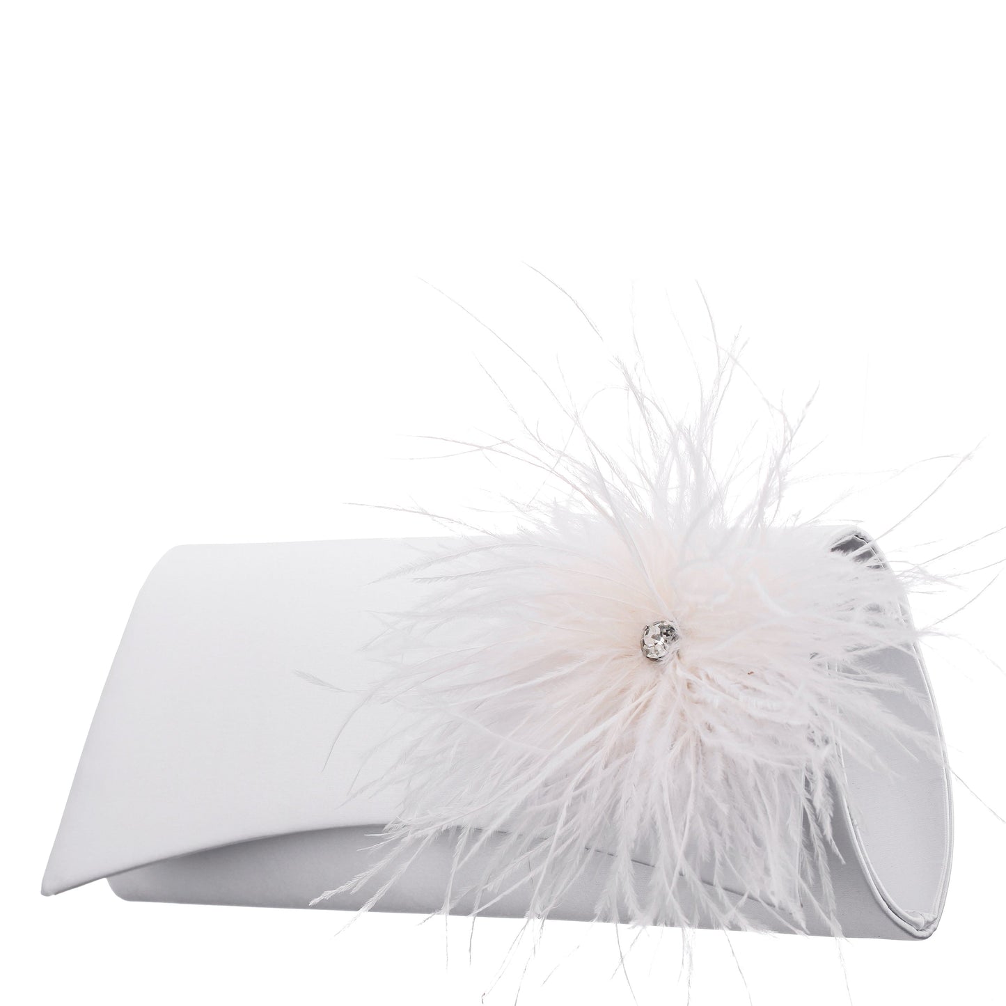 Nina Shoes Zosia White Satin Foldover Clutch