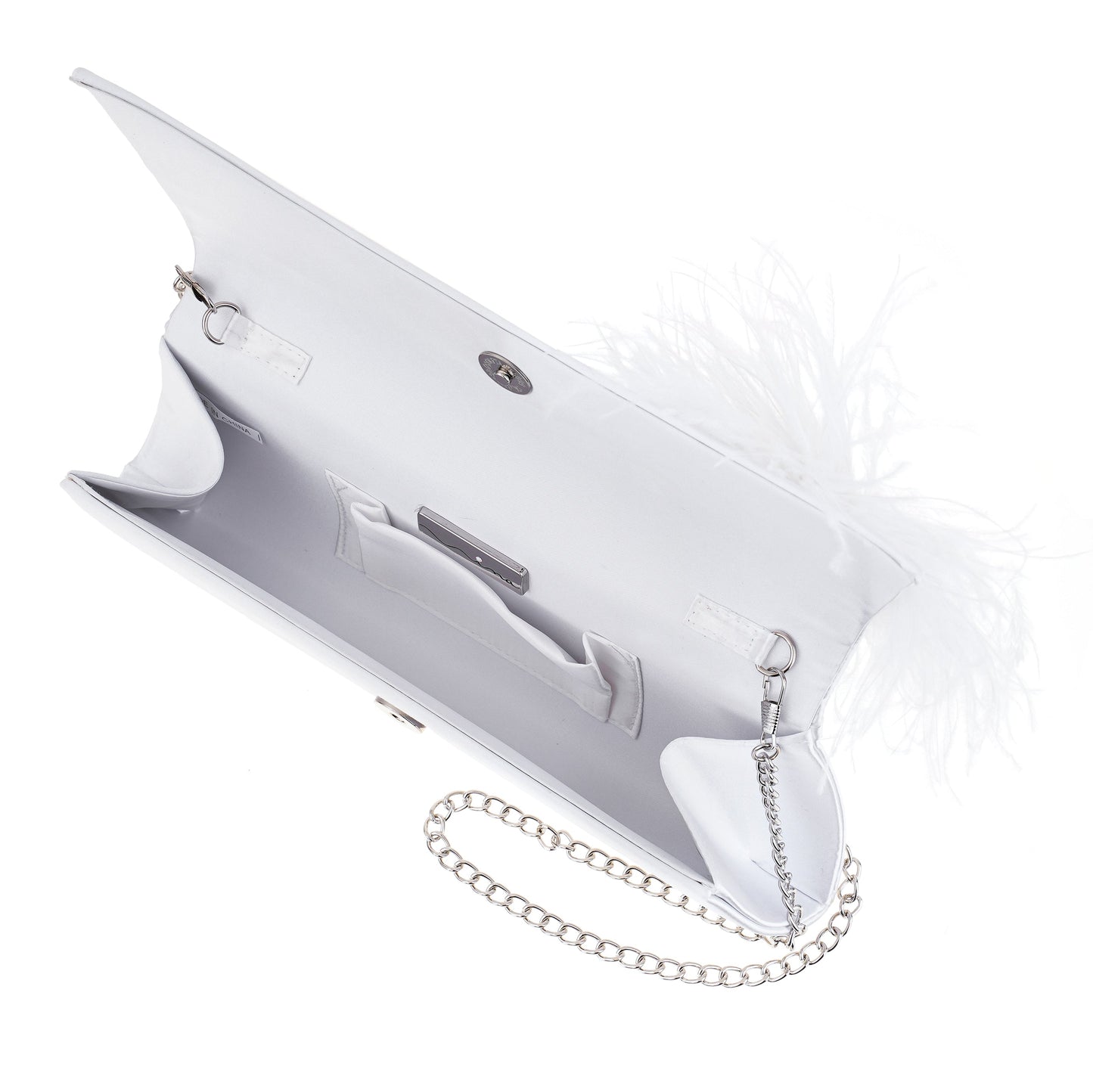 Nina Shoes Zosia White Satin Foldover Clutch