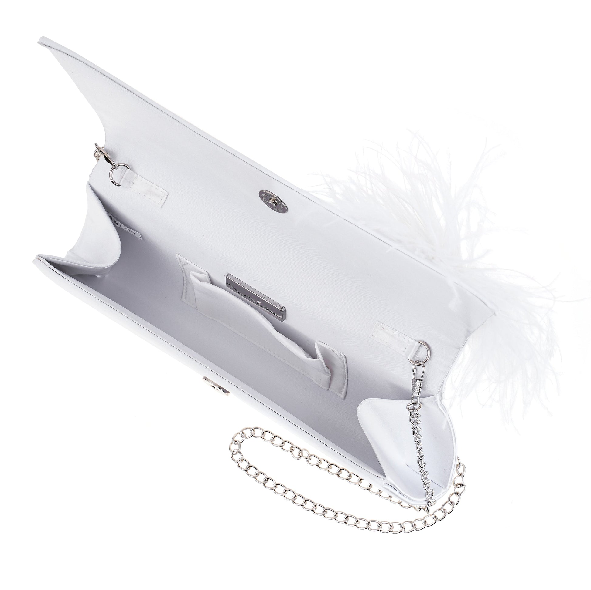 Nina Shoes Zosia White Satin Foldover Clutch