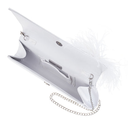 Nina Shoes Zosia White Satin Foldover Clutch