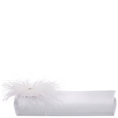 Nina Shoes Zosia White Satin Foldover Clutch