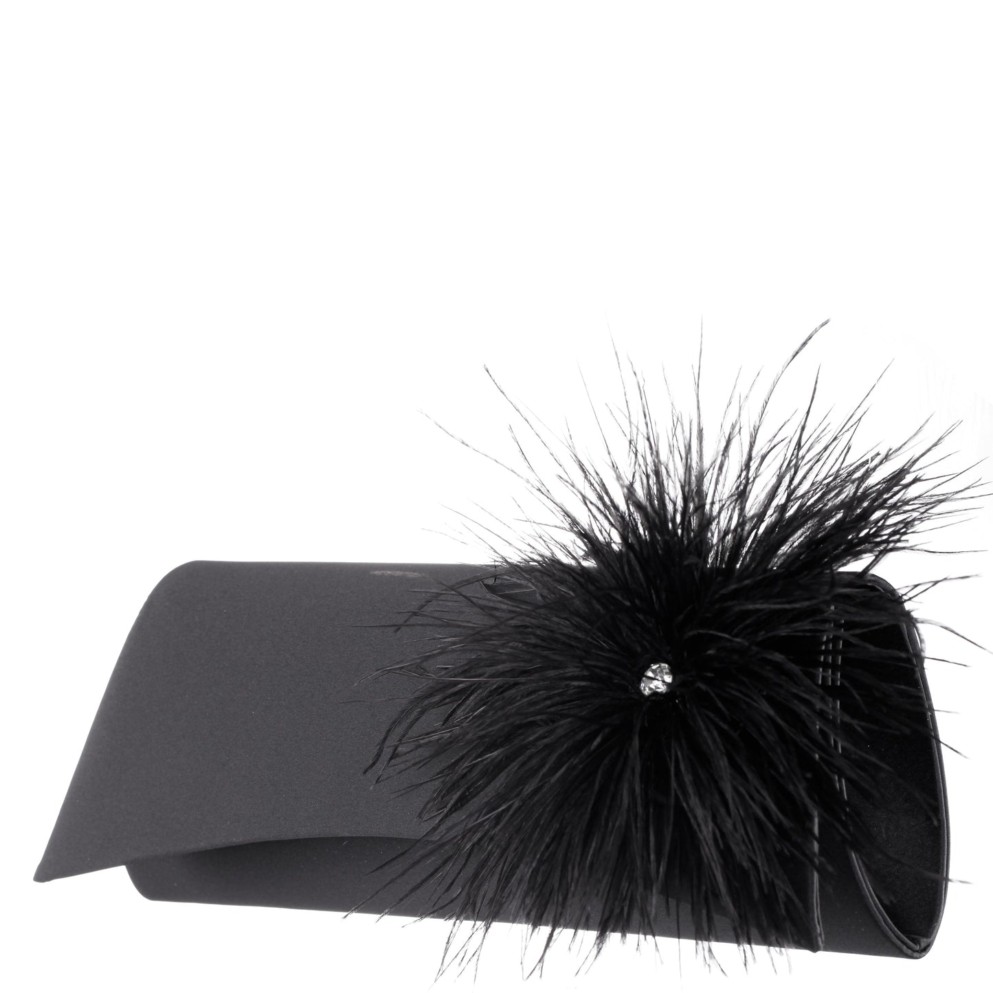Nina Shoes Zosia Black Satin Foldover Clutch