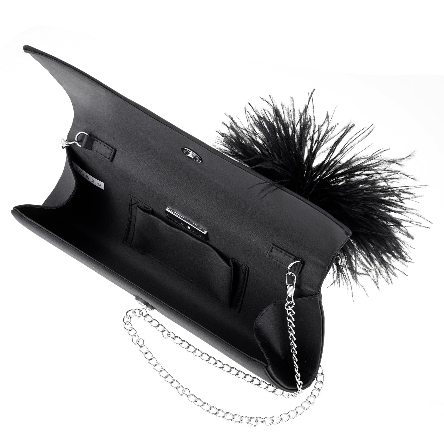 Nina Shoes Zosia Black Satin Foldover Clutch