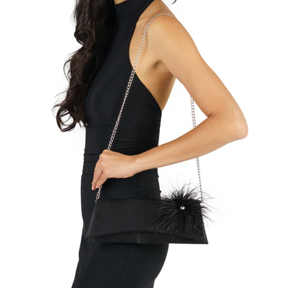 Nina Shoes Zosia Black Satin Foldover Clutch