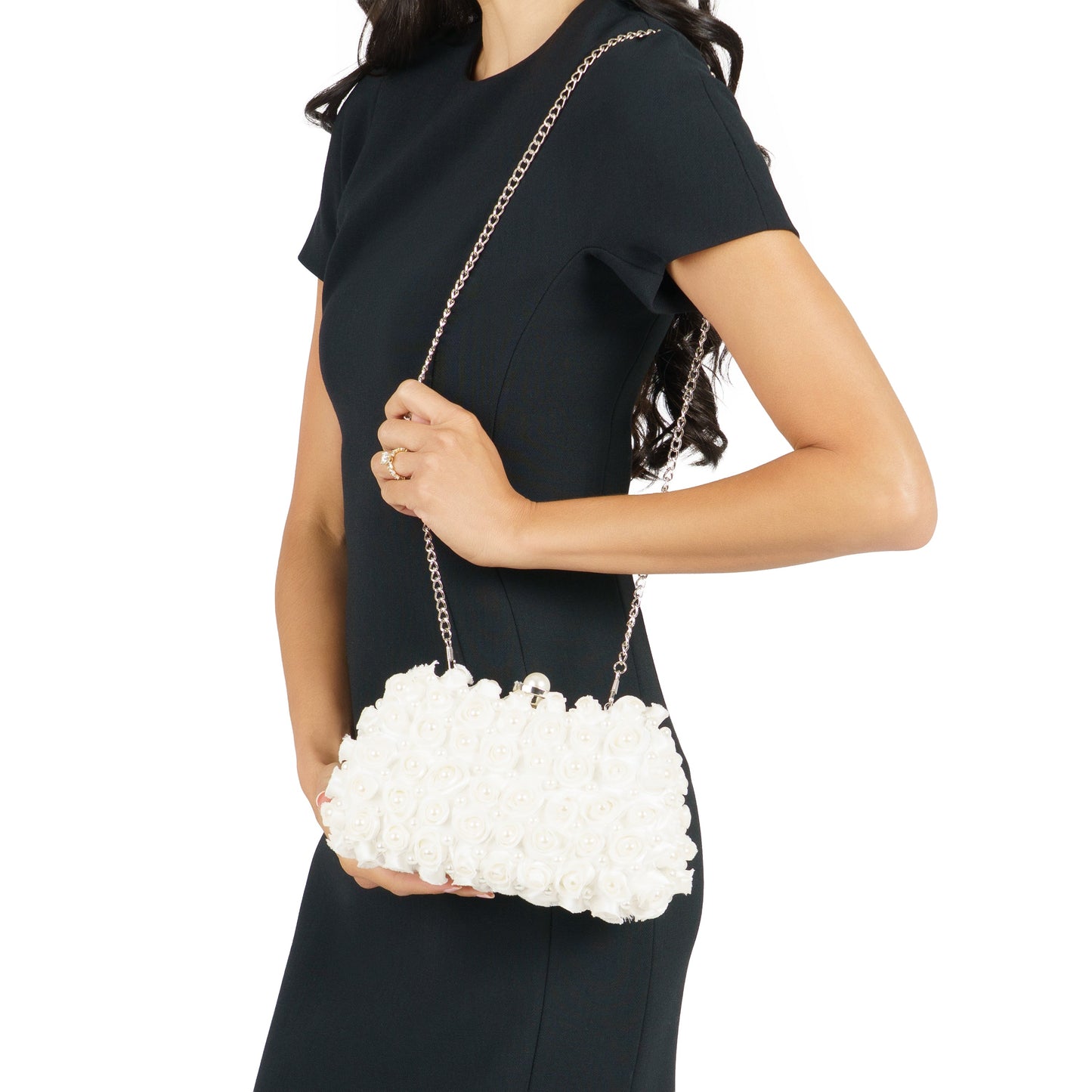Nina Shoes Paloma White Pearl/Polyester Box Bag