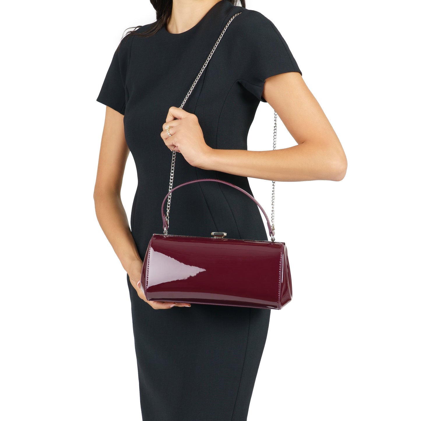 Nina Shoes Delsie Red Pat Frame Clutch