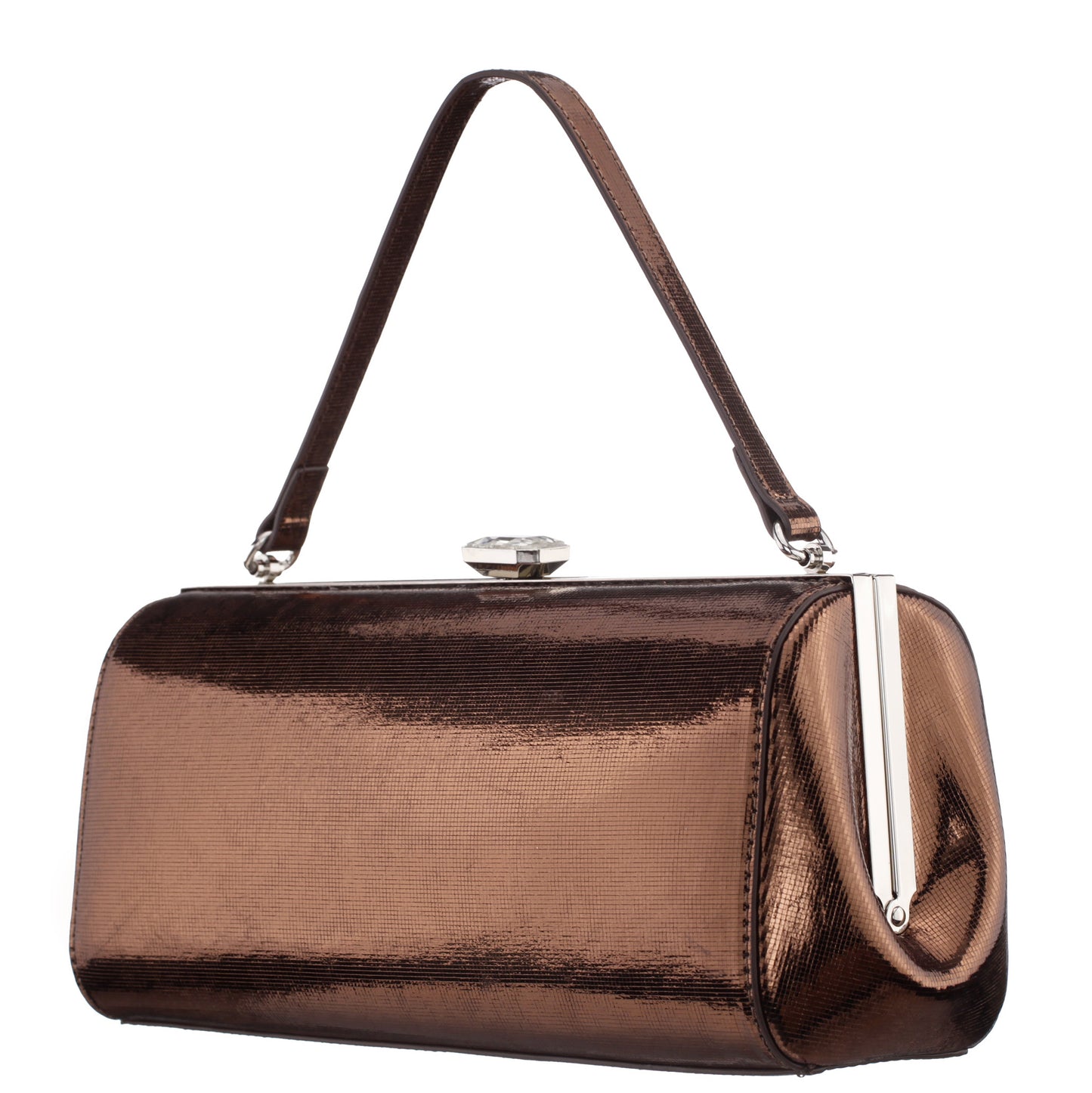 Nina Shoes Delsie Brown Mini Geo Metallic Frame Clutch