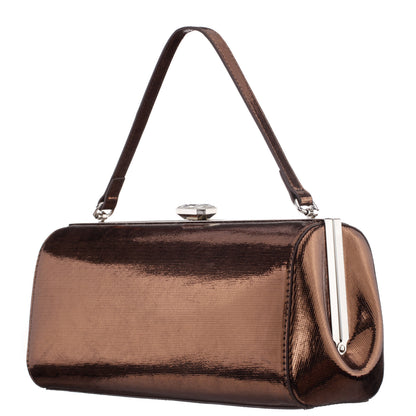 Nina Shoes Delsie Brown Mini Geo Metallic Frame Clutch