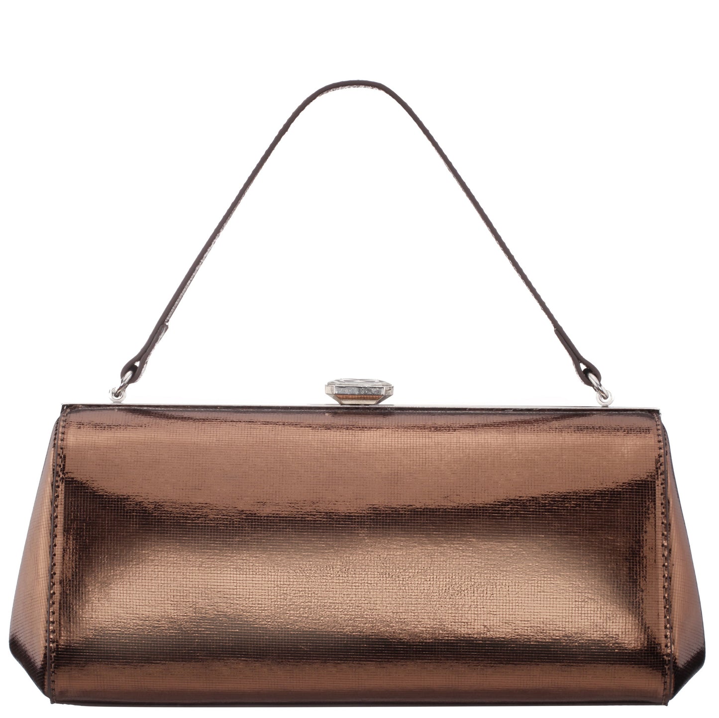 Nina Shoes Delsie Brown Mini Geo Metallic Frame Clutch