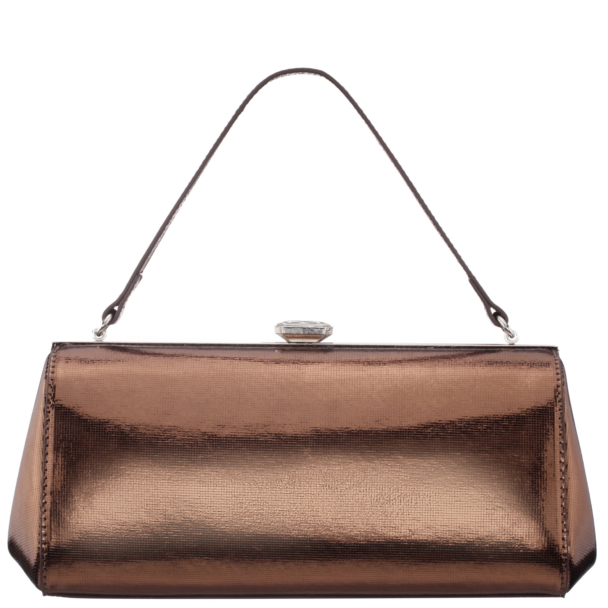 Nina Shoes Delsie Brown Mini Geo Metallic Frame Clutch