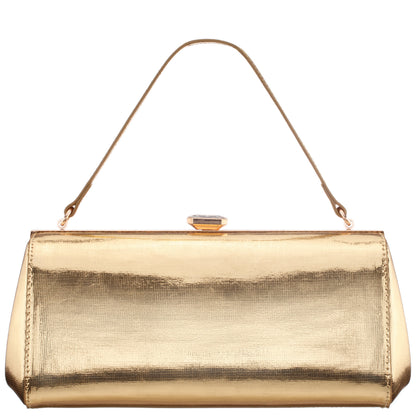 Nina Shoes Delsie Gold Mini Geo Metallic Frame Clutch