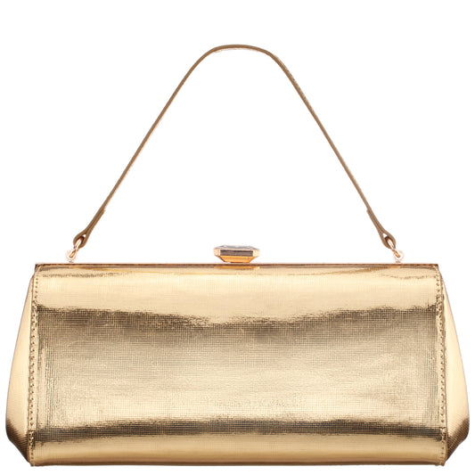 Nina Shoes Delsie Gold Mini Geo Metallic Frame Clutch