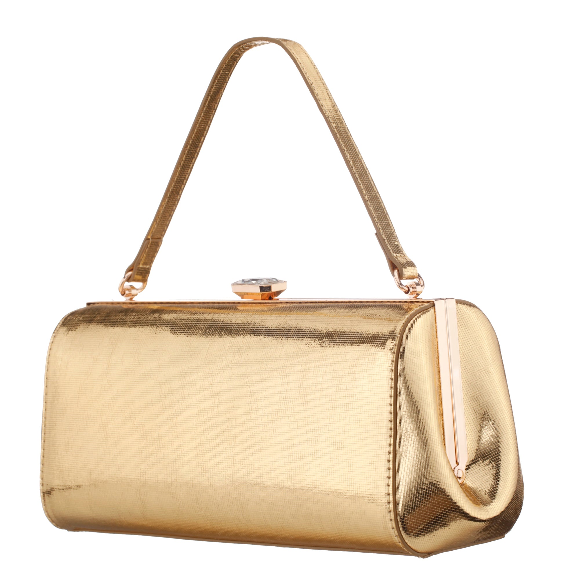 Nina Shoes Delsie Gold Mini Geo Metallic Frame Clutch