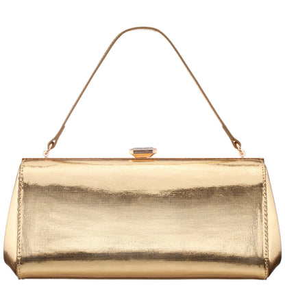 Nina Shoes Delsie Gold Mini Geo Metallic Frame Clutch