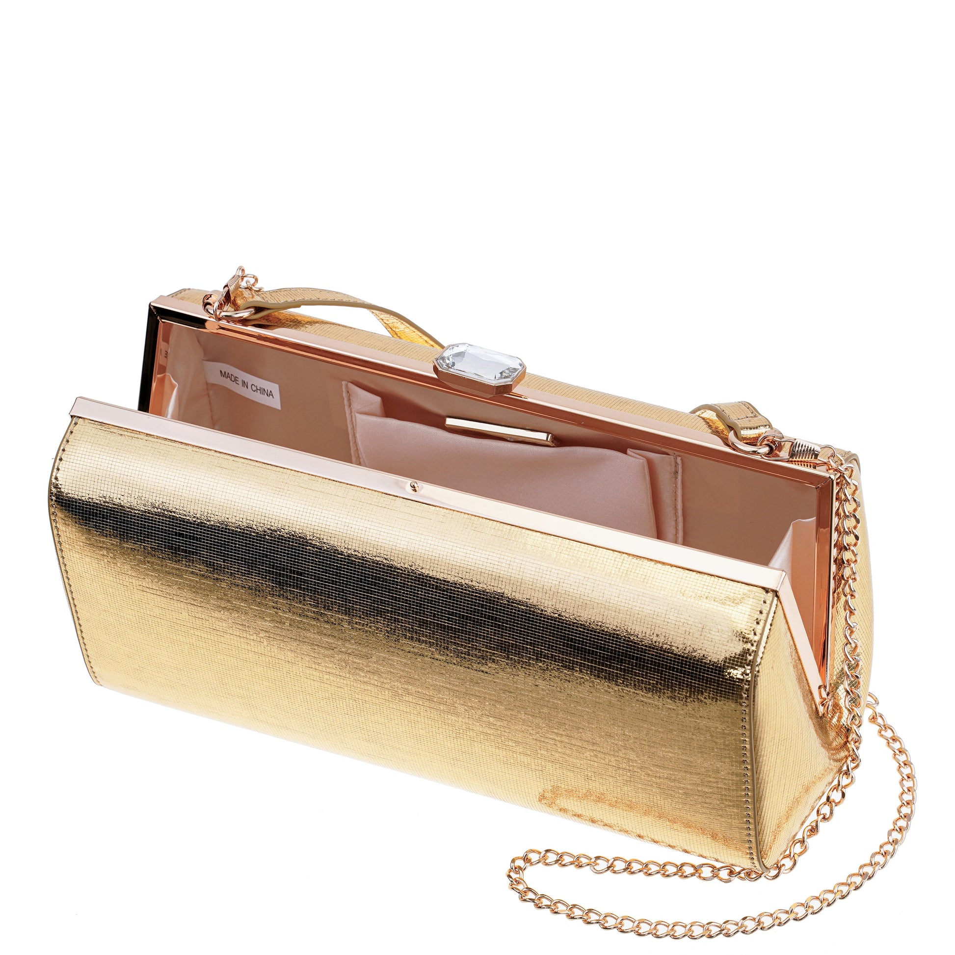 Nina Shoes Delsie Gold Mini Geo Metallic Frame Clutch