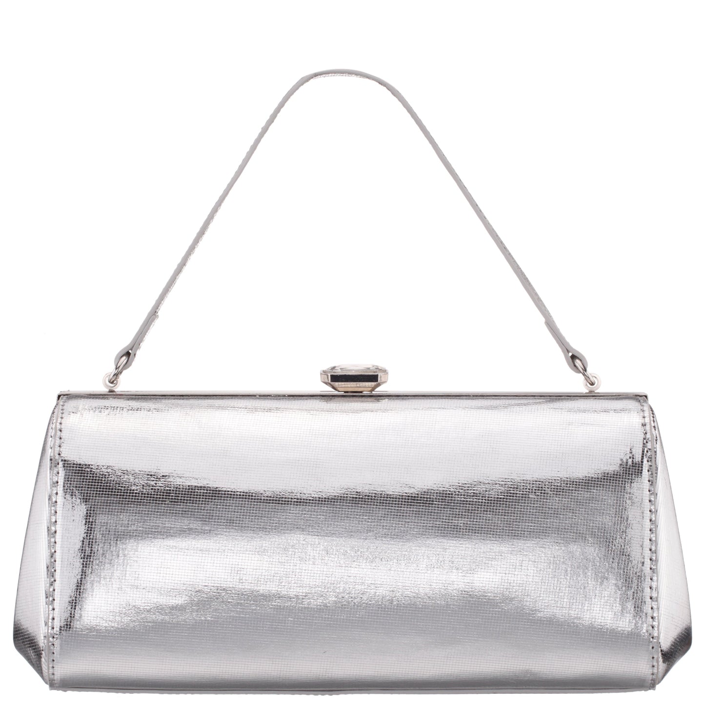 Nina Shoes Delsie Silver Mini Geo Metallic Frame Clutch