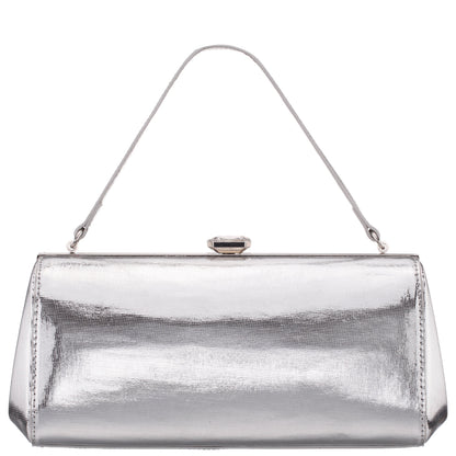 Nina Shoes Delsie Silver Mini Geo Metallic Frame Clutch