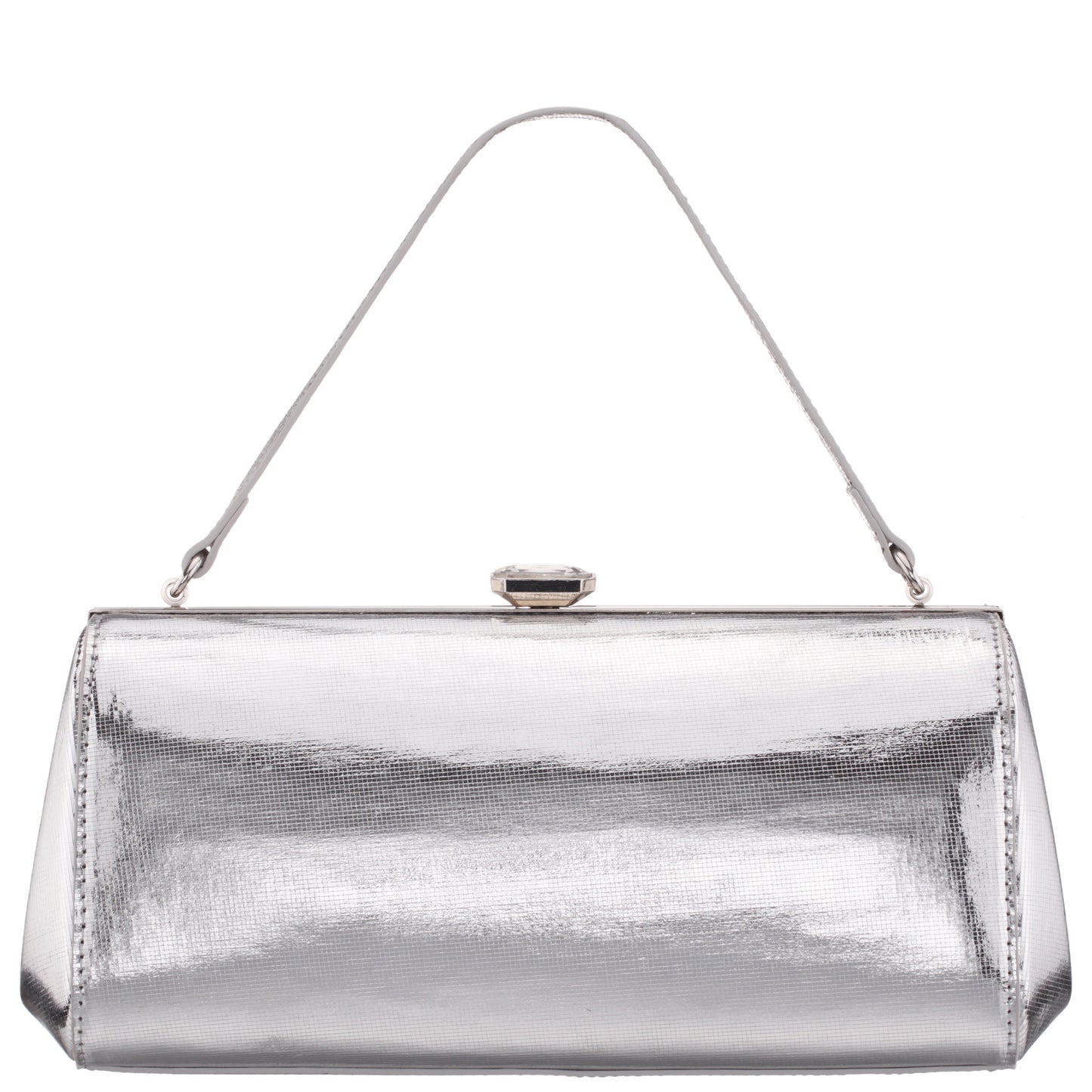 Nina Shoes Delsie Silver Mini Geo Metallic Frame Clutch