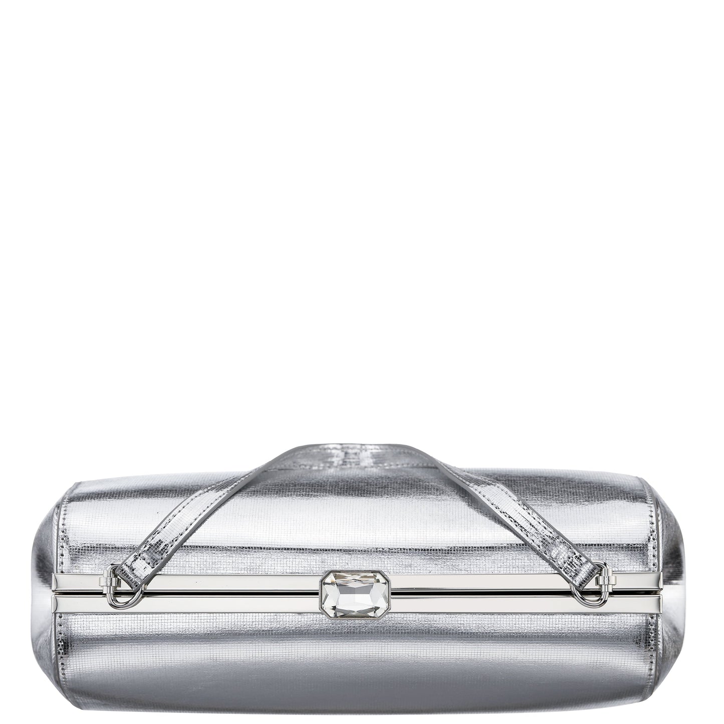 Nina Shoes Delsie Silver Mini Geo Metallic Frame Clutch