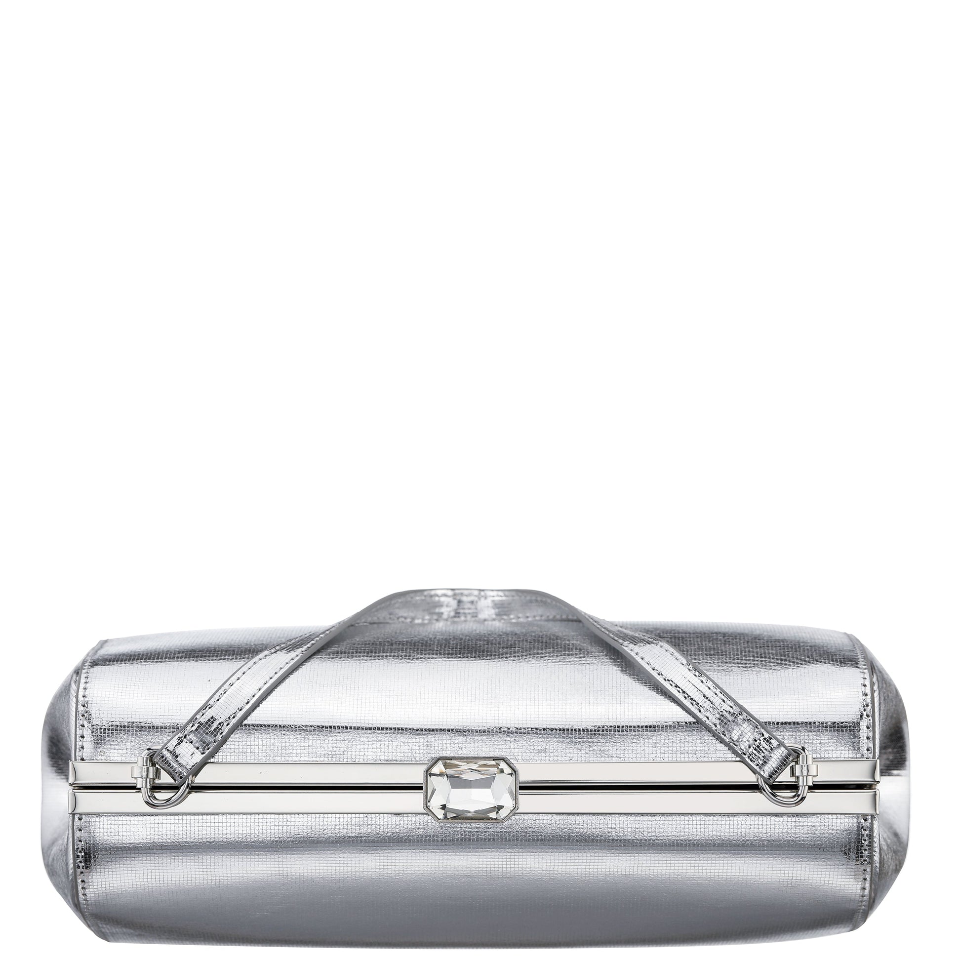 Nina Shoes Delsie Silver Mini Geo Metallic Frame Clutch