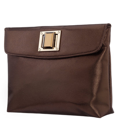 Nina Shoes Grayson Brown Reflective Suedette Foldover Clutch