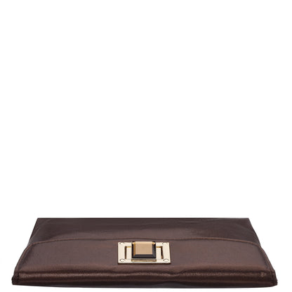 Nina Shoes Grayson Brown Reflective Suedette Foldover Clutch