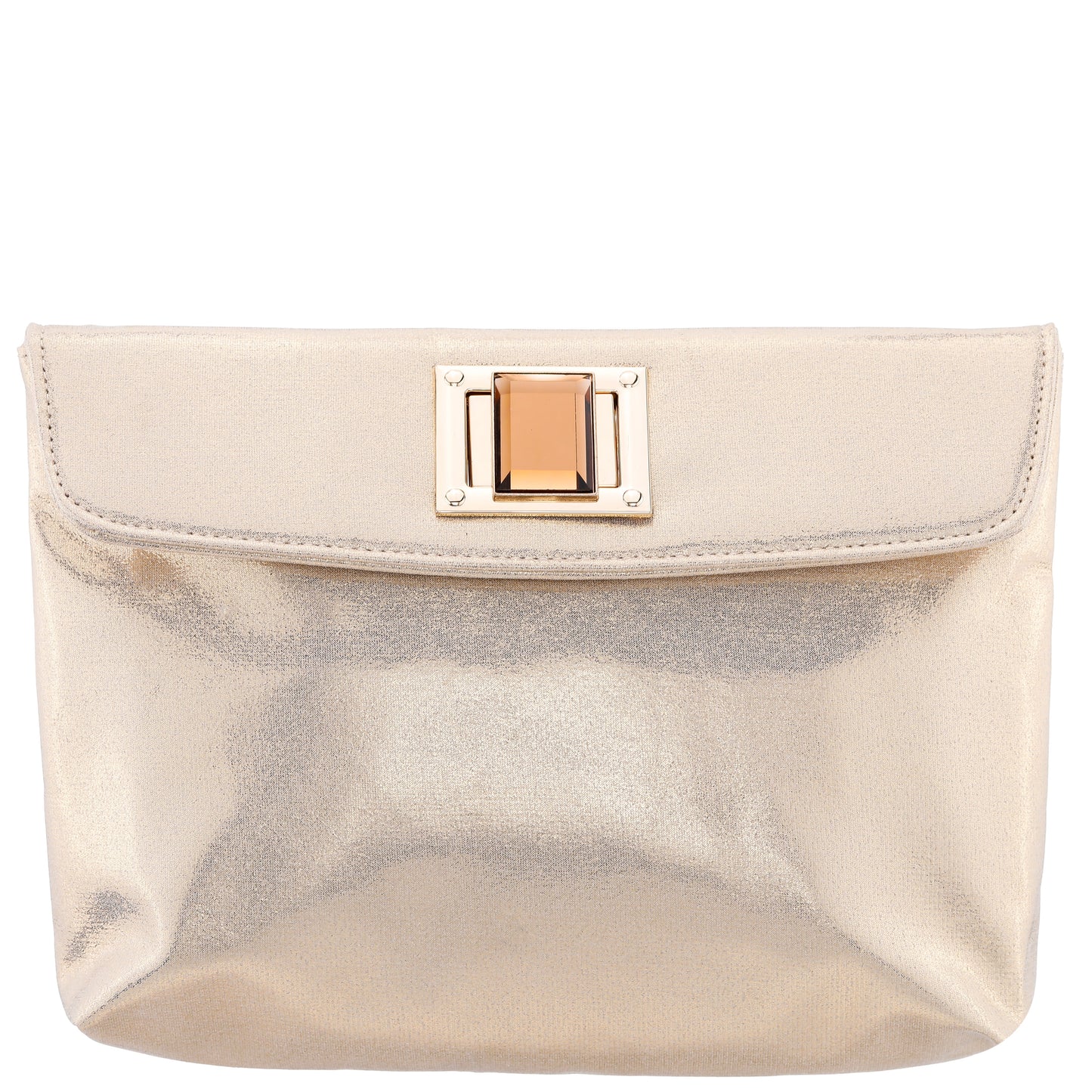 Nina Shoes Grayson Gold Reflective Suedette Foldover Clutch